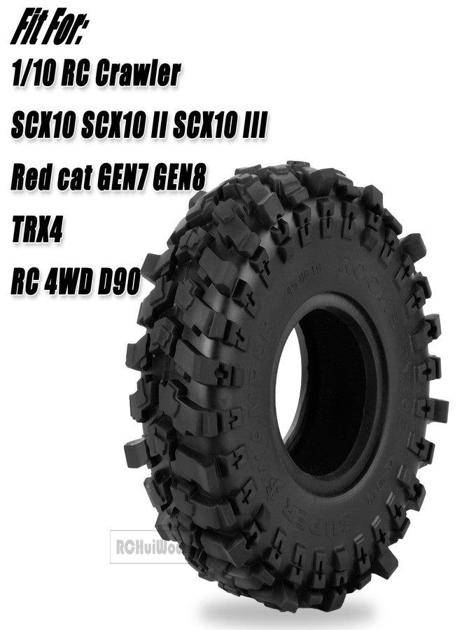 إطارات RCHuiWow مقاس 1.9 بوصة بتقنية Beadlock لسيارات التحكم عن بعد من نوع SCX10 وSCX10 II وSCX10 III وTRX4 وRed Cat GEN7 و8 RC 4WD بمقياس 1/10، إطارات مطاطية، 4 قطع - Image 2